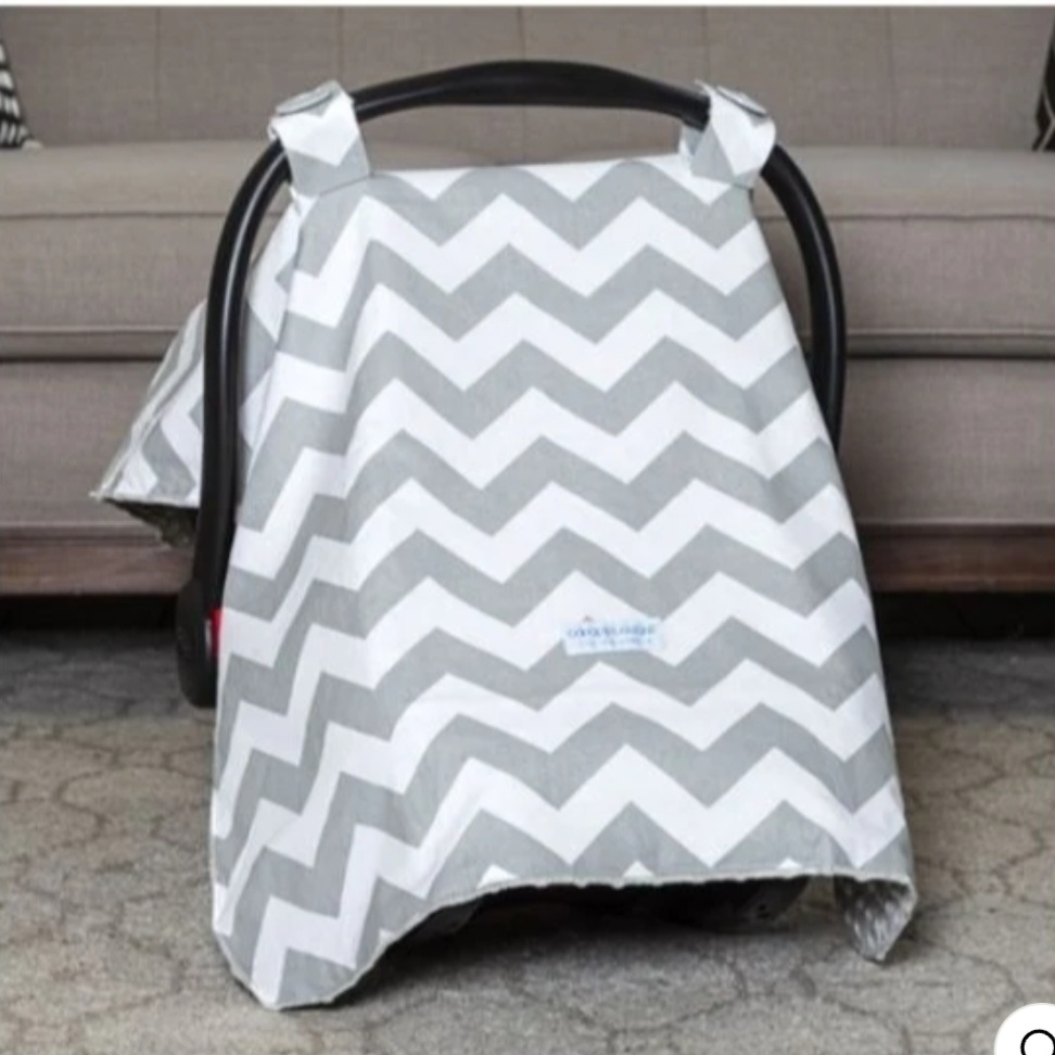 Car Seat Canopy Cover  Gray Chevron